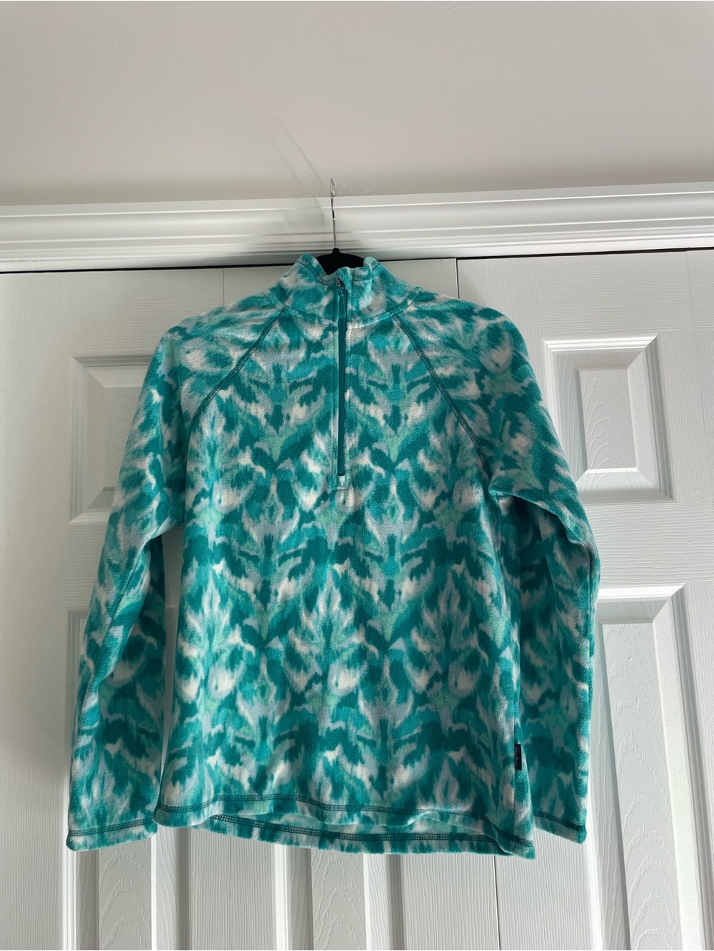 Eddie Bauer Teal and White Half-Zip Fleece Pullover